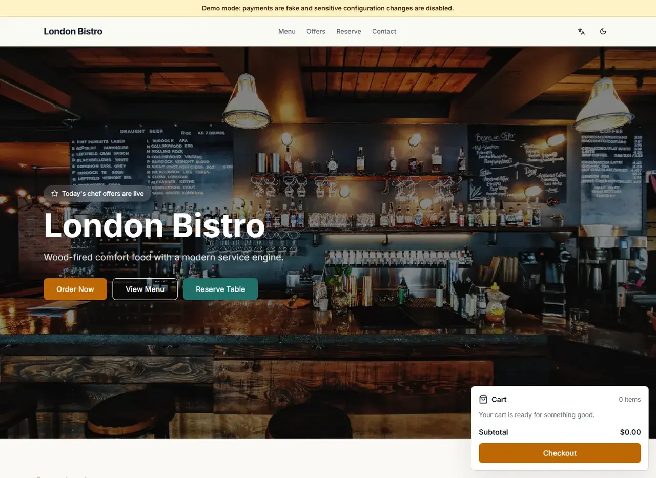 London Bistro website screenshot